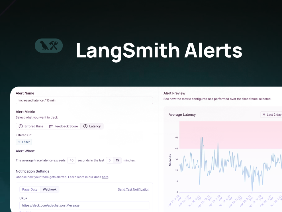 Catch production failures early with LangSmith Alerts